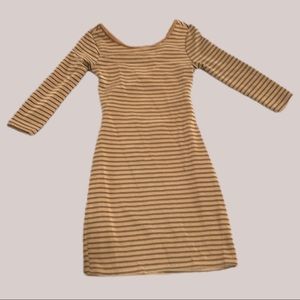 Striped MIDI Dress with Mid-Sleeves